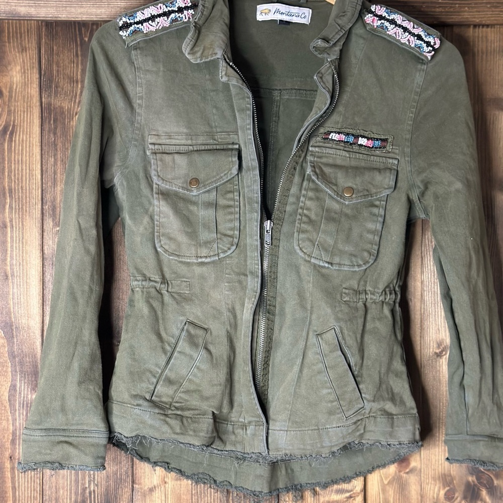 Embroidered Olive Utility Jacket - image 1